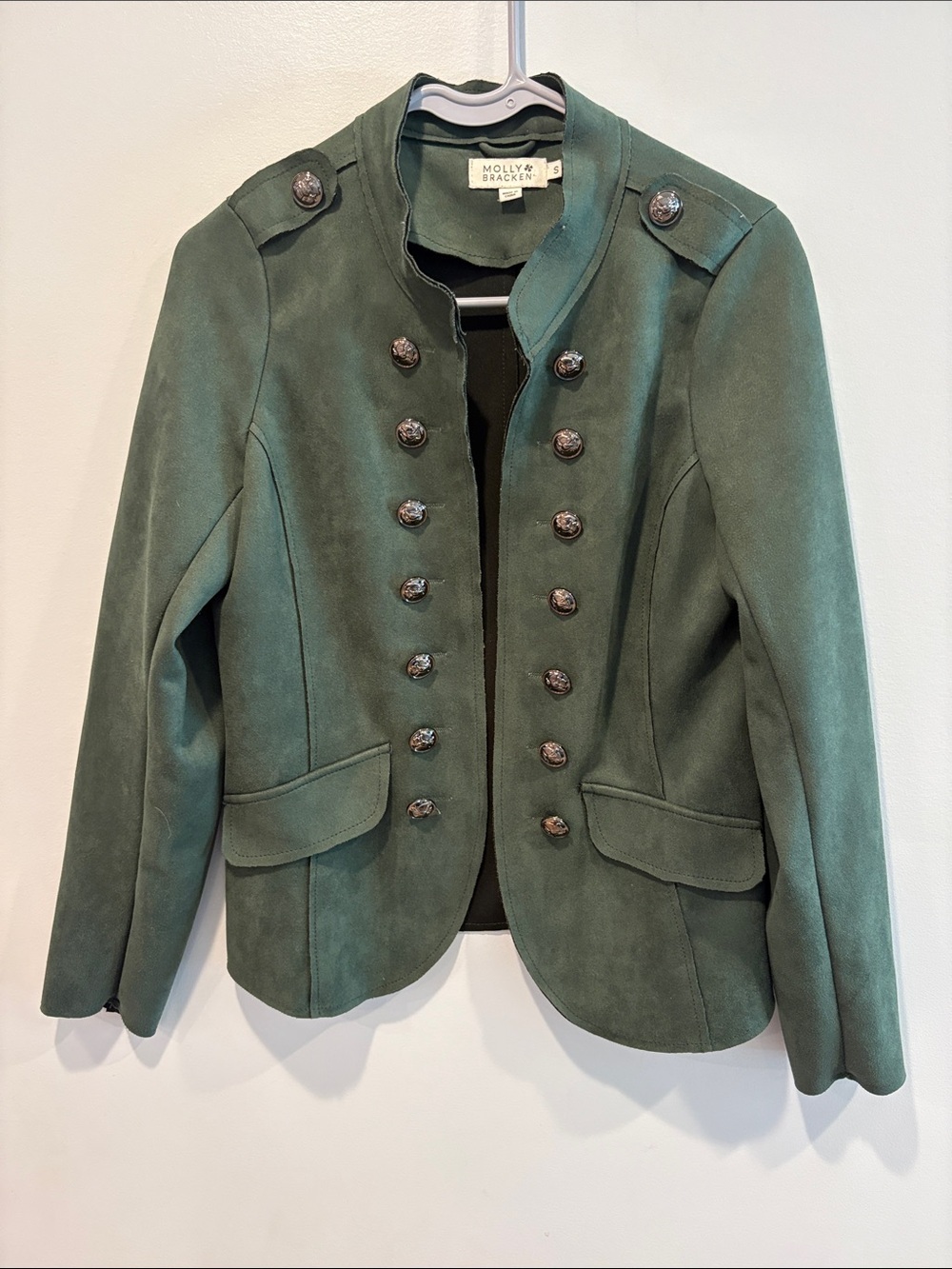 Molly Bracken Forest Green Military-Style Blazer ptp 18 length 22.5
